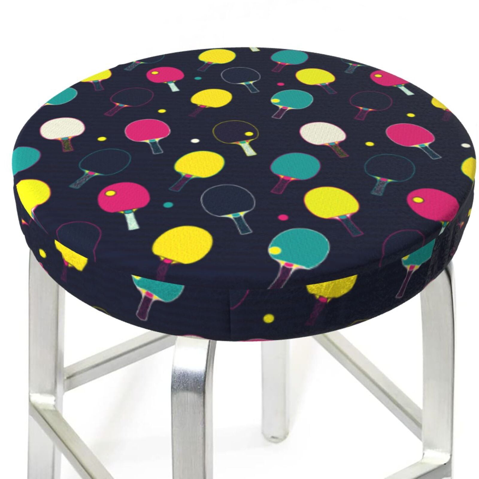 Bar Stool Covers Round Colorful Ping Pong Rackets AntiSlip Soft