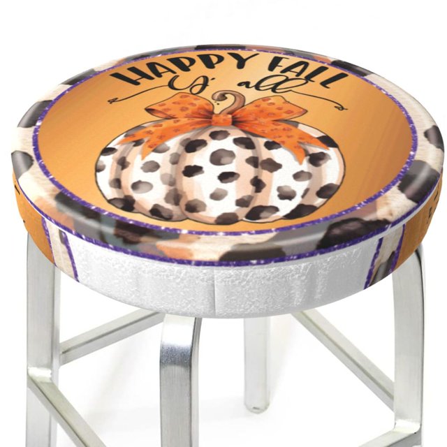 Bar Stool Covers Round Fall Farmhouse Pumpkins1 AntiSlip Soft Round