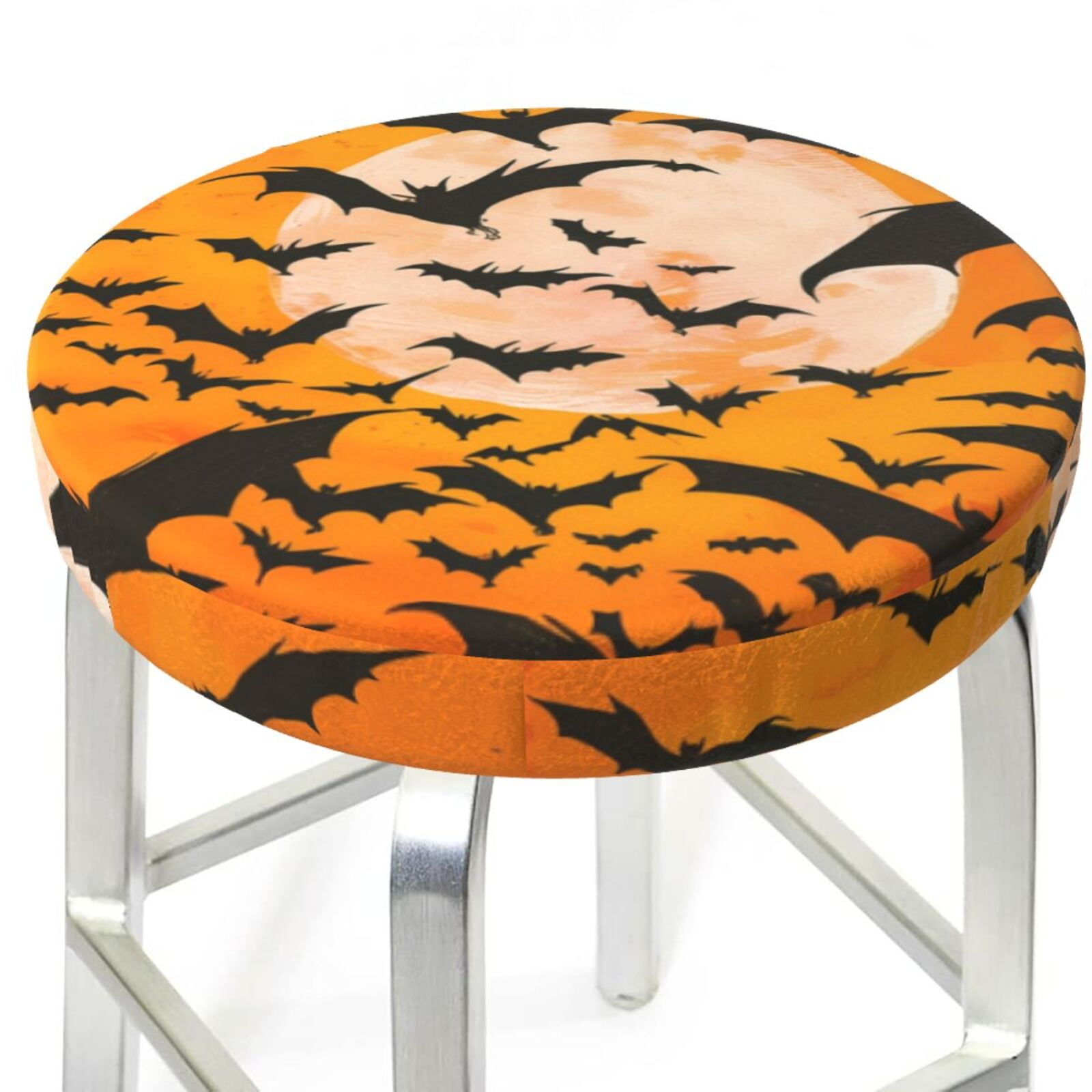Bar Stool Covers Round Halloween Sunset Bat AntiSlip Soft Round