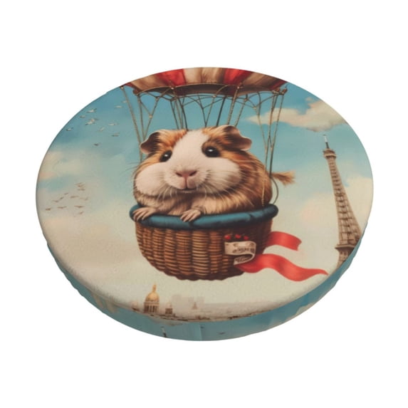 Bar Stool Covers Round, Hot Air Balloon Guinea Pig Bar Stool Cushion Covers Seat Cushion With Elastic Bands, Chairs Covers For Kitchen Dining Room 12-14 Inch