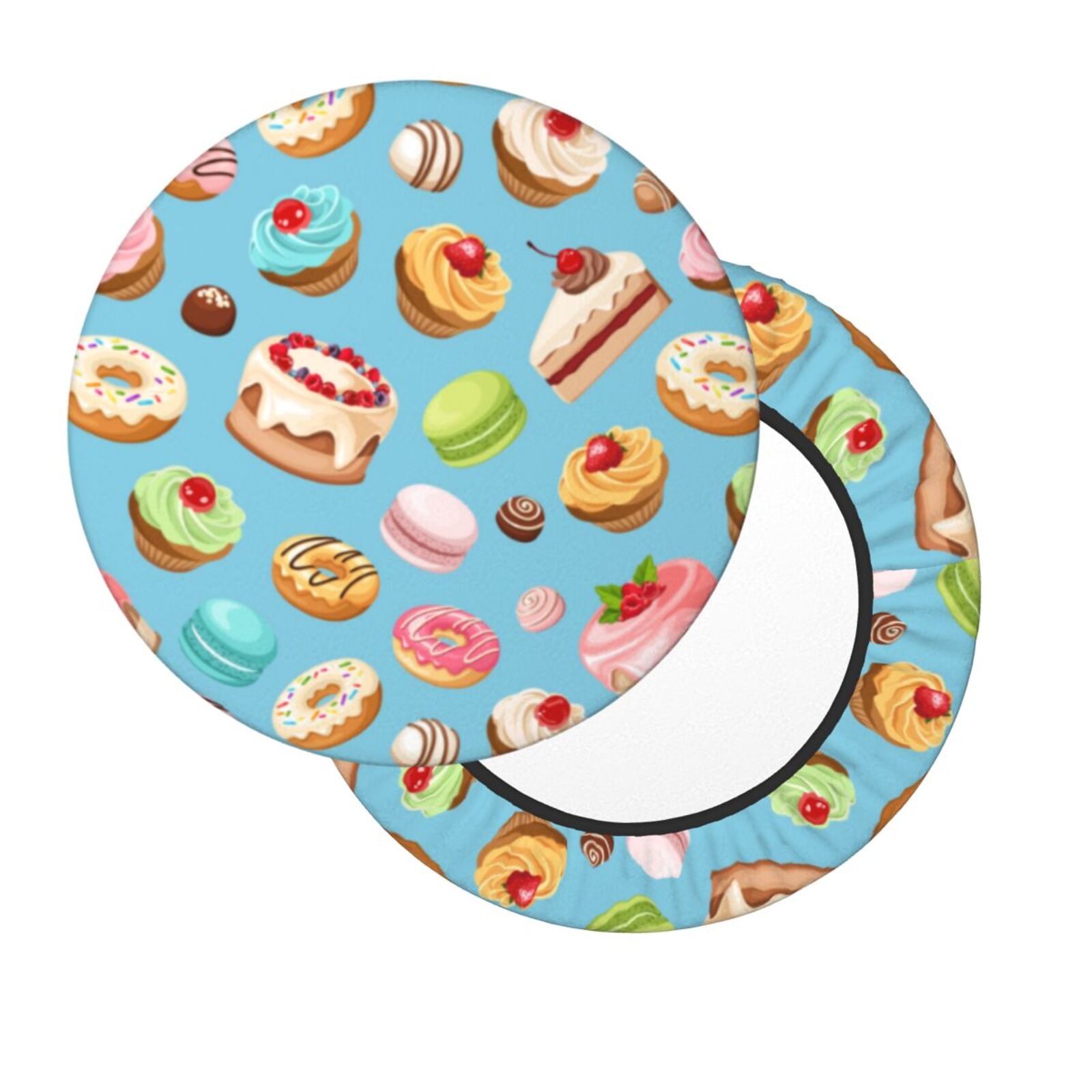 Bar Stool Covers Round, Macaroon Cake Donut Print Waterproof Round Bar