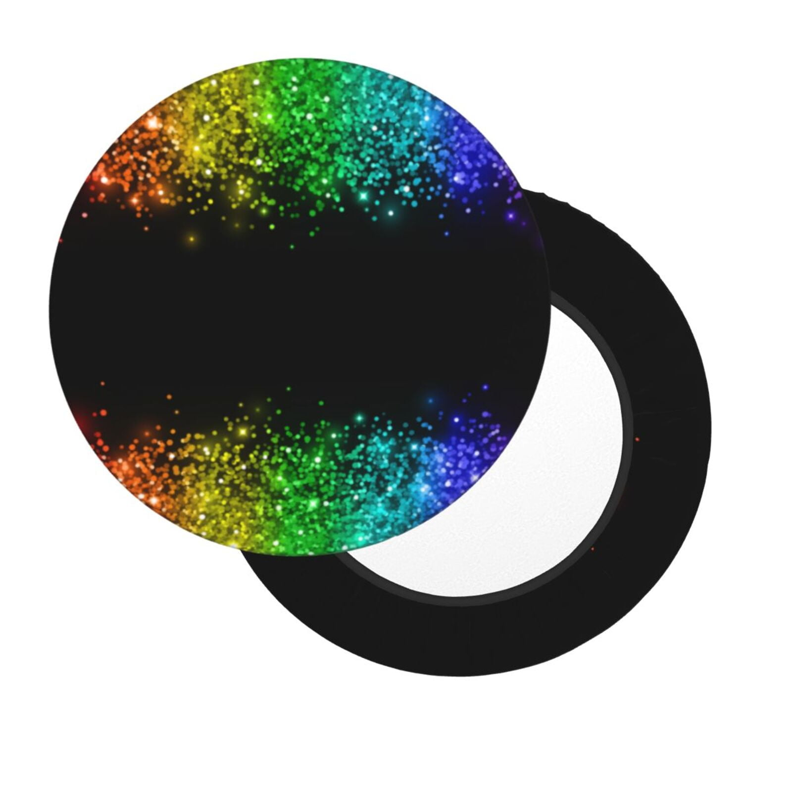 Bar Stool Covers Round, Multicolor Glitter Border Waterproof Round Bar