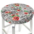 thumbnail image 1 of Bar Stool Covers Round, Roses Mixed Zebra 1 Bar Stool Cushion Covers Seat Cushion with Elastic Bands, Chairs Covers for Kitchen Dining Room 12-14 Inch, 1 of 7