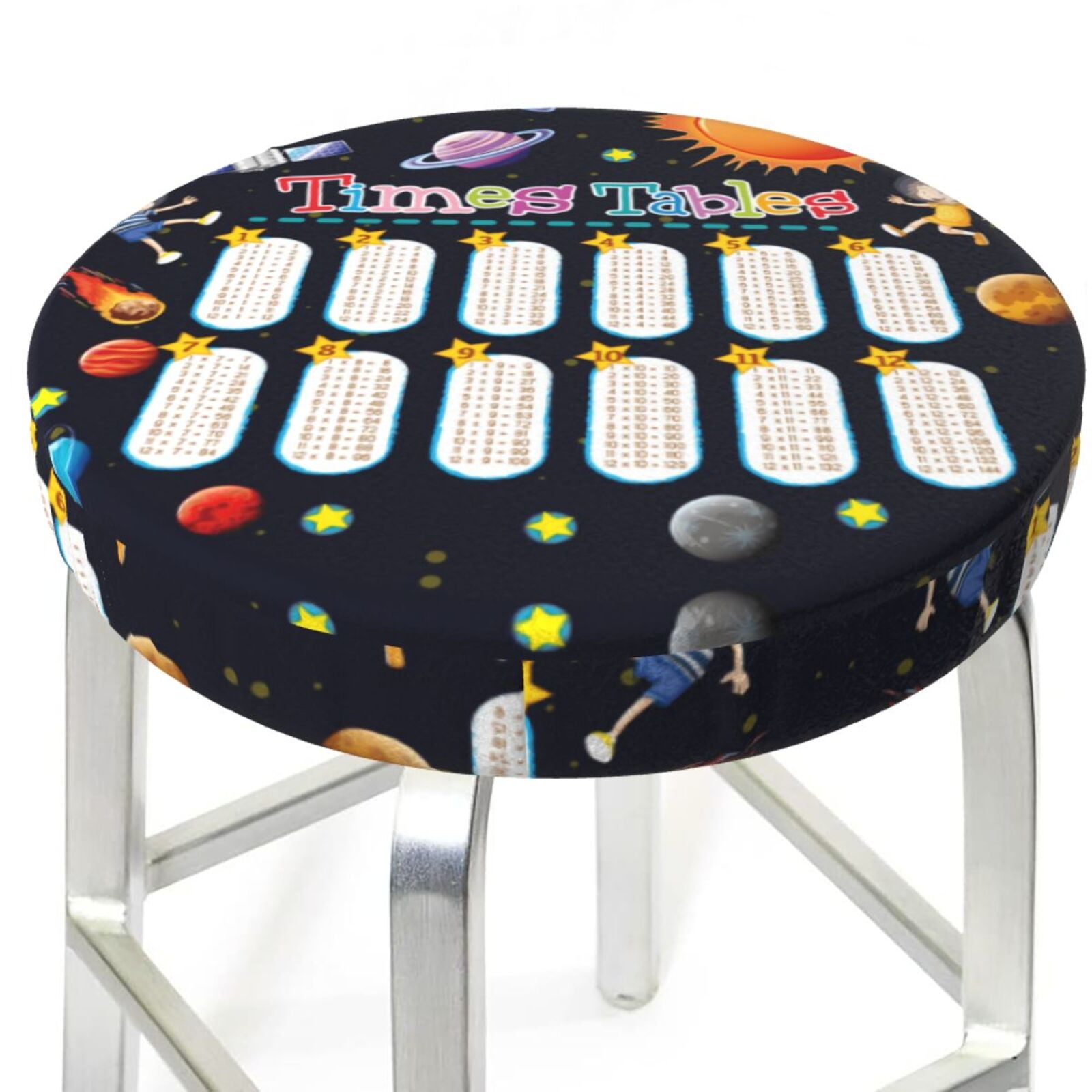 Bar Stool Covers Round Space Math Times Tables AntiSlip Soft Round