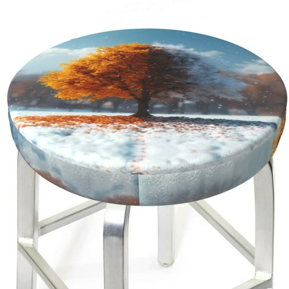 Bar Stool Covers Round, Tree of Two Seasons Bar Stool Cushion Covers Seat Cushion with Elastic Bands, Chairs Covers for Kitchen Dining Room 12-14 Inch