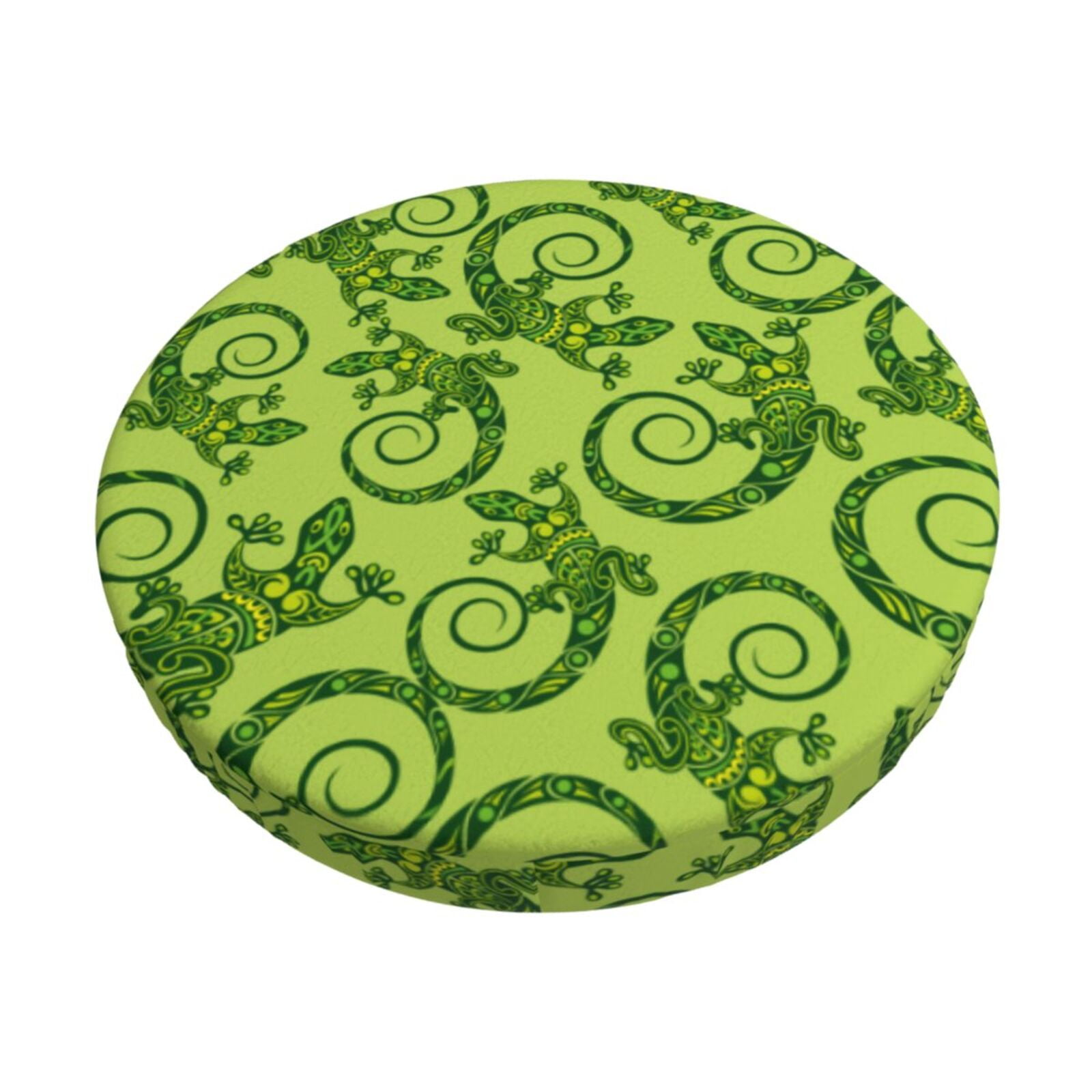 Bar Stool Covers Round, Tropical Cute Lizard Gecko Green Bar Stool ...