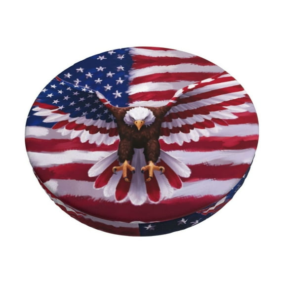 Bar Stool Covers Round, Usa Eagle With Spread Wings Bar Stool Cushion Covers Seat Cushion With Elastic Bands, Chairs Covers For Kitchen Dining Room 12-14 Inch