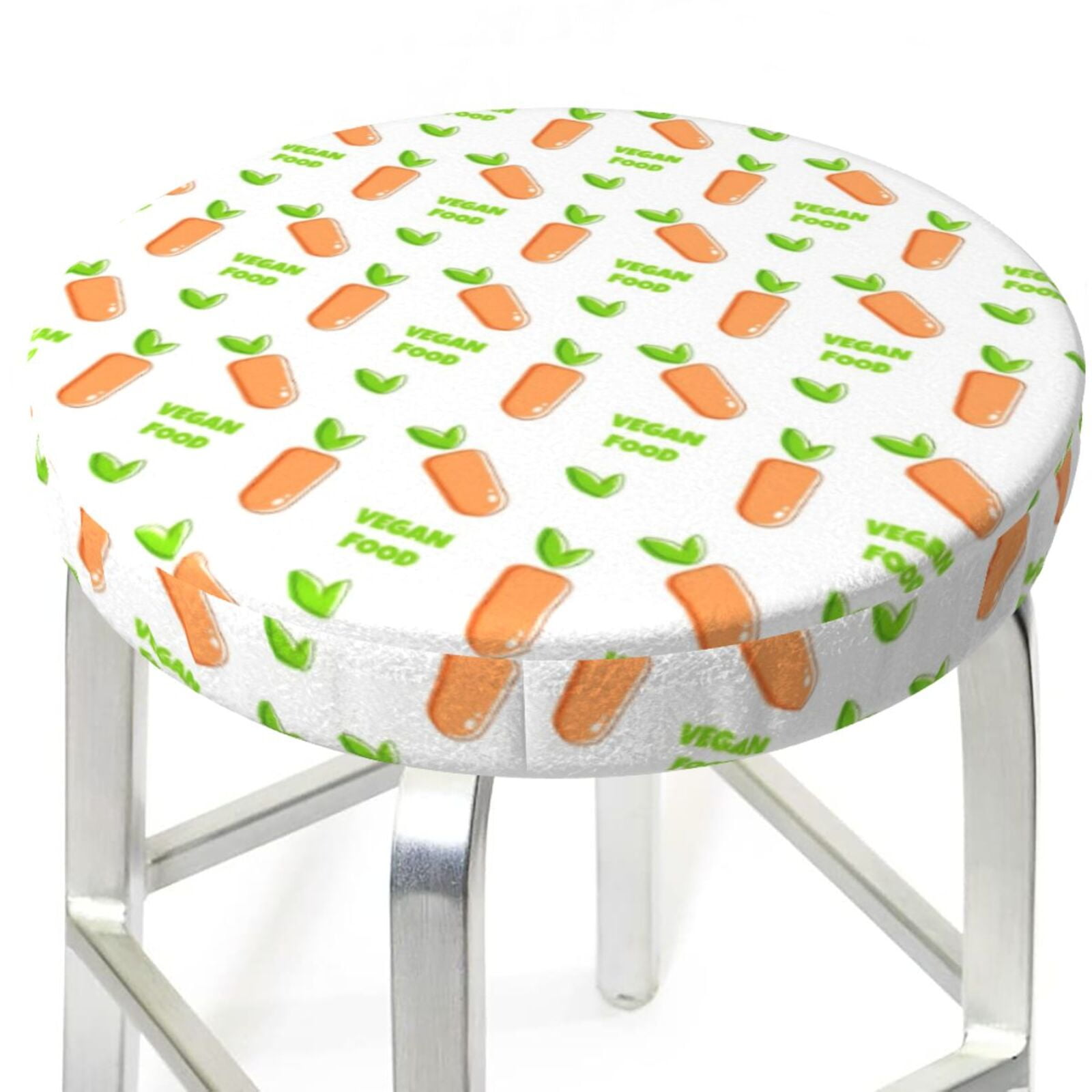 Bar Stool Covers Round, Vegan Fruit Carrot Funny Bar Stool Cushion