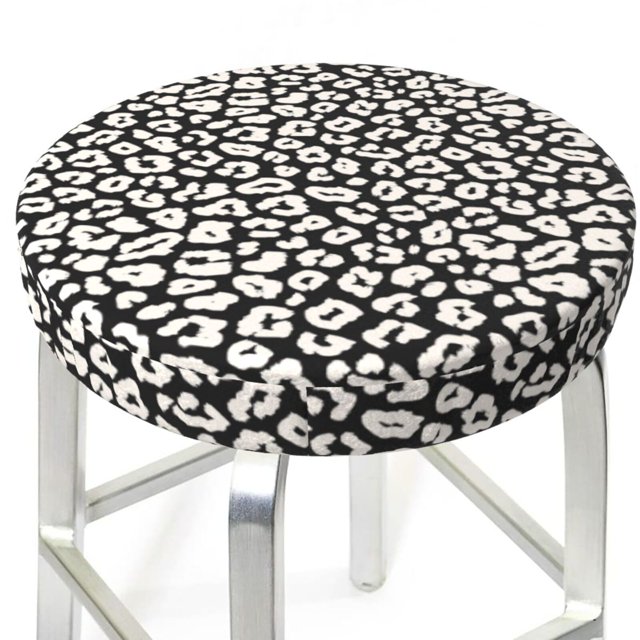 Bar Stool Covers Round black white trendy Leopard AntiSlip Soft