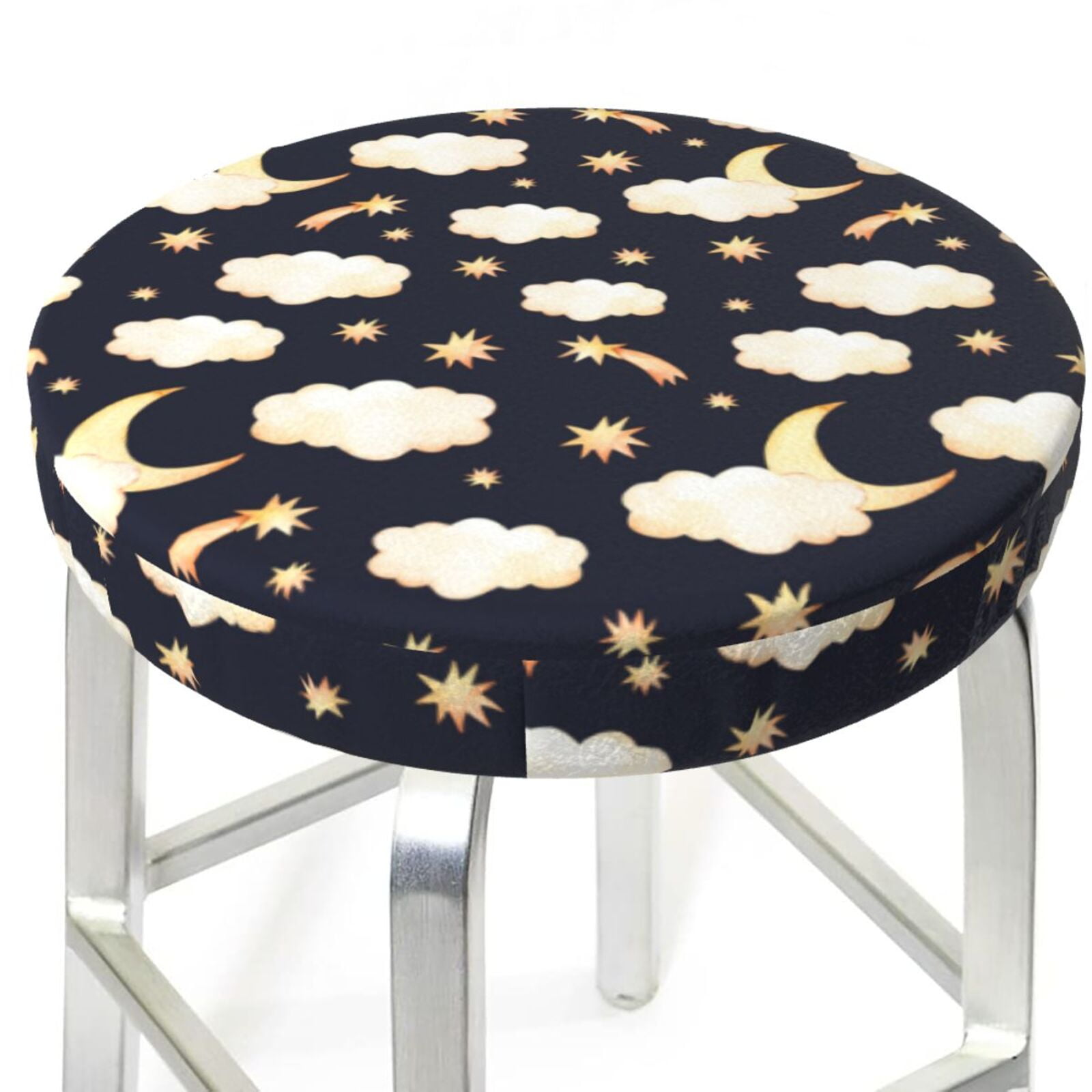 Bar Stool Covers Round, cute clouds moon stars Starry sky Bar Stool ...