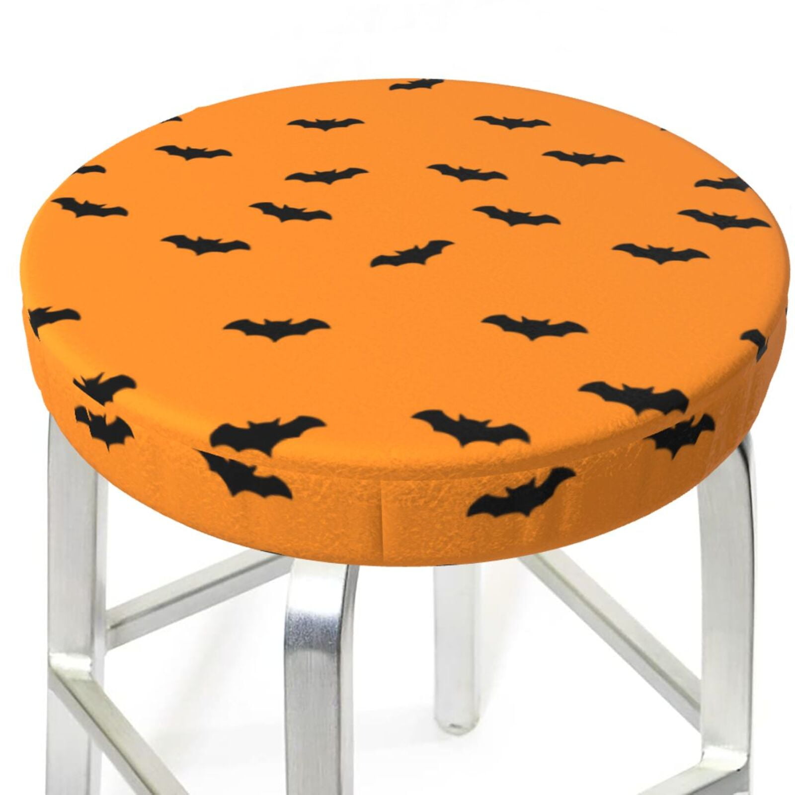 Bar Stool Covers Round halloween bat background AntiSlip Soft Round
