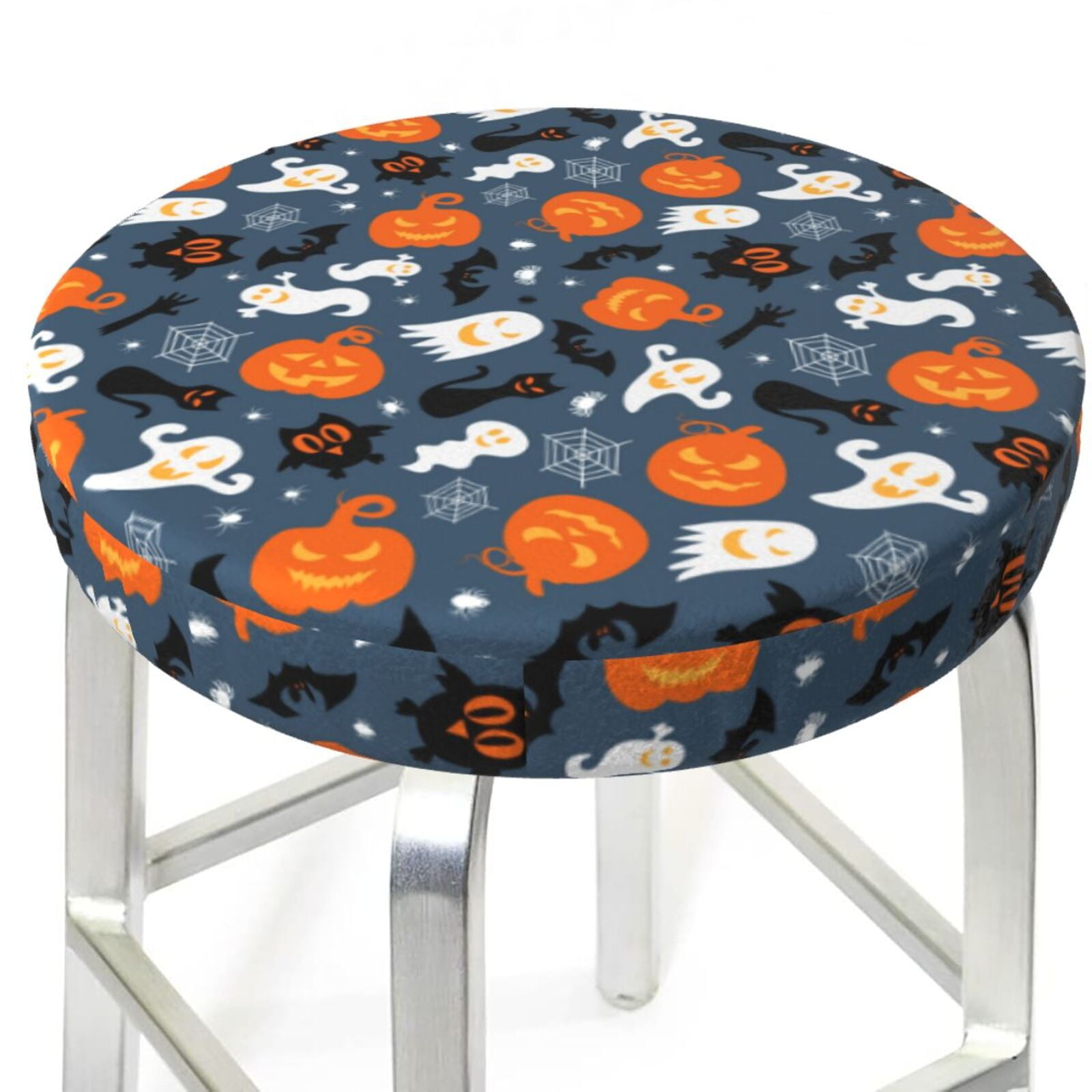 Bar Stool Covers Round halloween pumpkins owls AntiSlip Soft Round