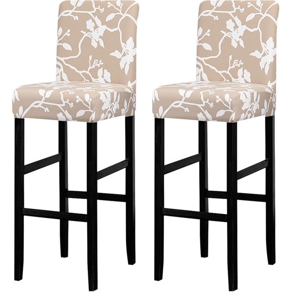 Bar Stool Covers Set of 4- Jacquard Bar Stool Chair Cover with Backs,Barstool Covers Slipcovers,Stretch Barstool Seat Covers,Chair Protector Covers for Kitchen Dining Room Counter Island