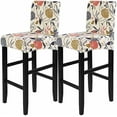 thumbnail image 1 of Bar Stool Covers Set of 2, Stretch Washable Barstool Seat Covers, Counter Height Chair Covers for Kitchen Dining Room Cafe (Orange Flower), 1 of 8