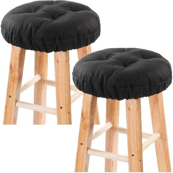 Bar Stool Covers Set of 2, Stool Covers Round with Elastic Band Pad, Nonslip and Washable, 12 Inch, Black