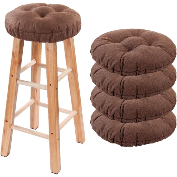 Bar Stool Covers Set of 4, Stool Covers Round with Elastic Band Pad, Nonslip and Washable, 12 Inch, Brown