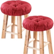 Bar Stool Covers Set of 2, Stool Covers Round with Elastic Band Pad, Nonslip and Washable, 12 Inch, Wine Red