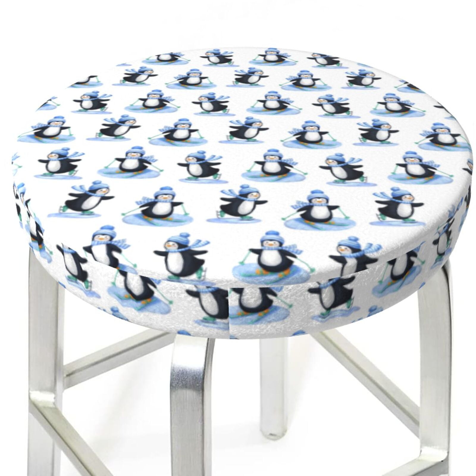 Bar Stool Covers, Skiing Penguin Funny NonSlip Bar Stool Seat Covers