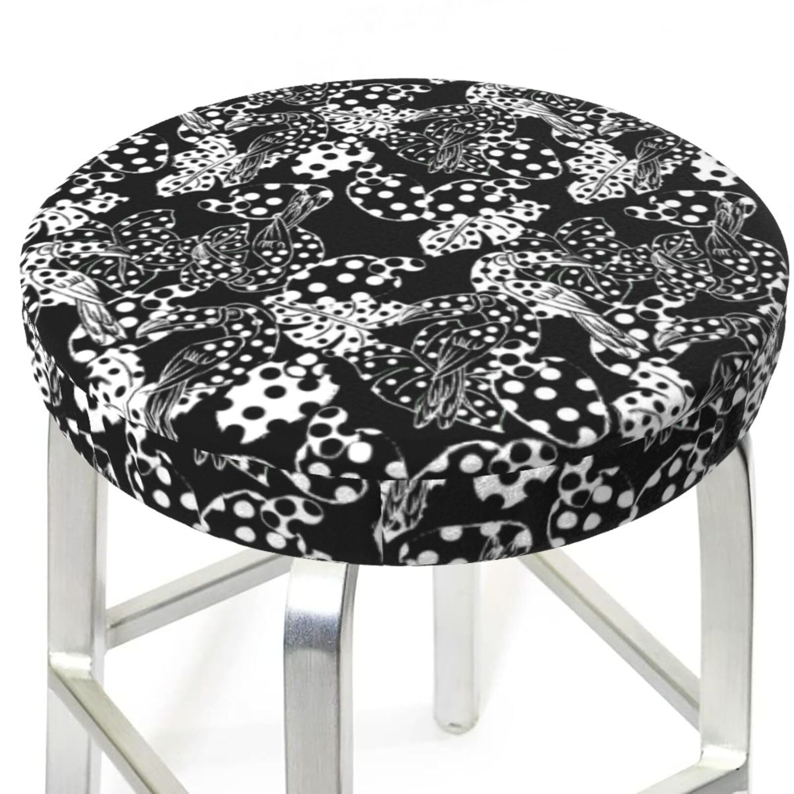 Bar Stool Covers, Toucans Black white polka dots NonSlip Bar Stool