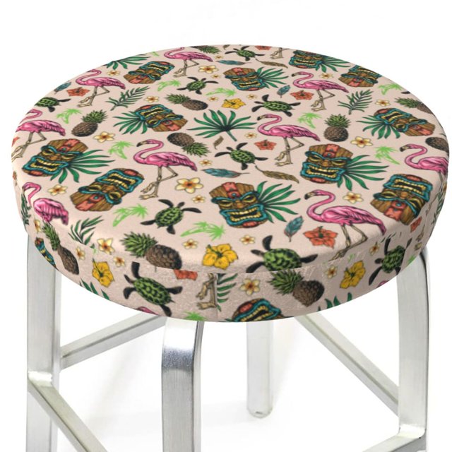 Bar Stool Covers, Tropical Mask Flamingo NonSlip Bar Stool Seat Covers