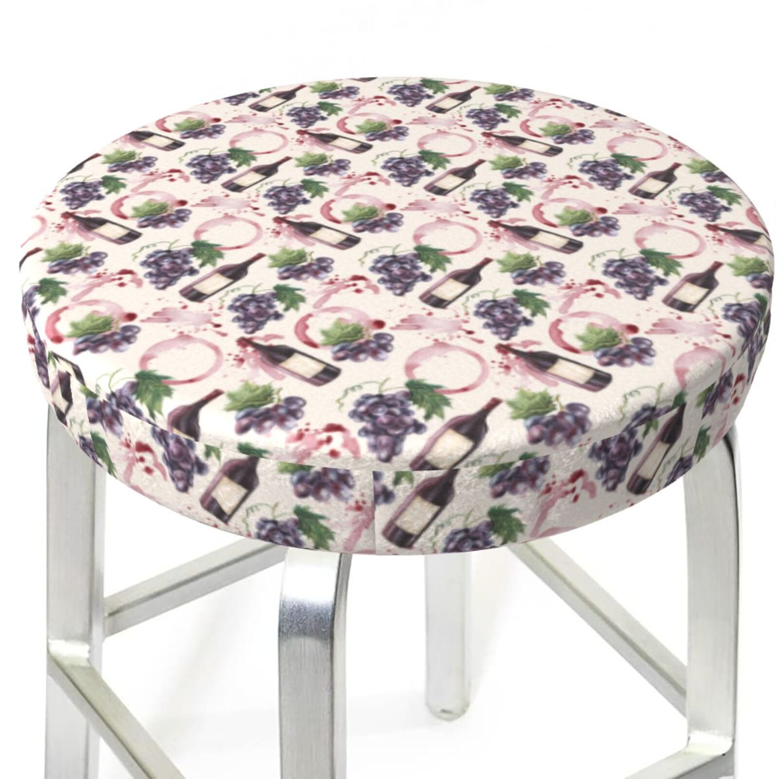 Bar Stool Covers, Watercolor Wine Bottle NonSlip Bar Stool Seat Covers