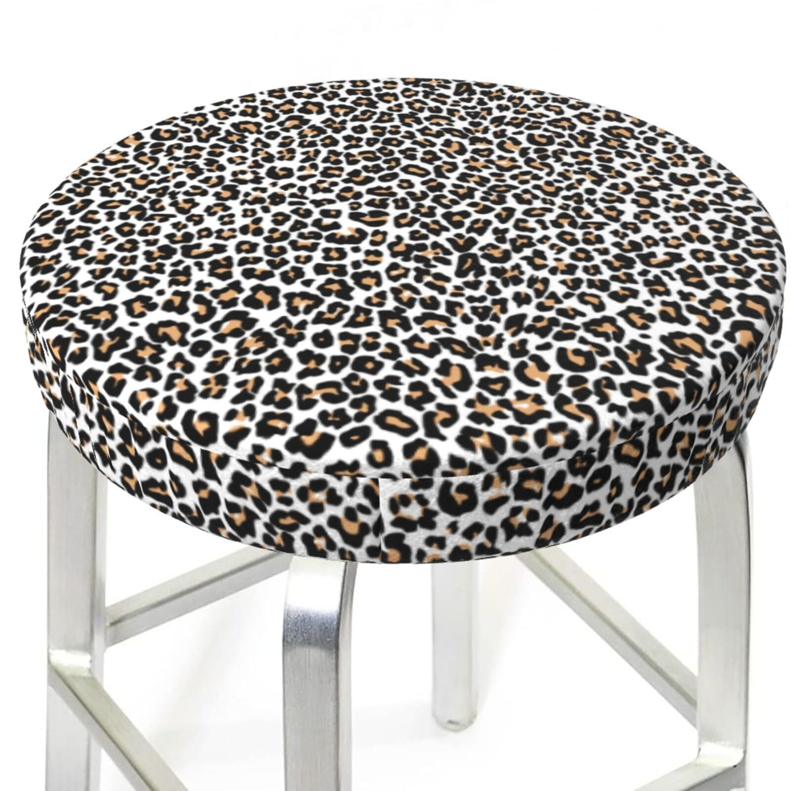 Bar Stool Covers, black orange leopard trendy NonSlip Bar Stool Seat