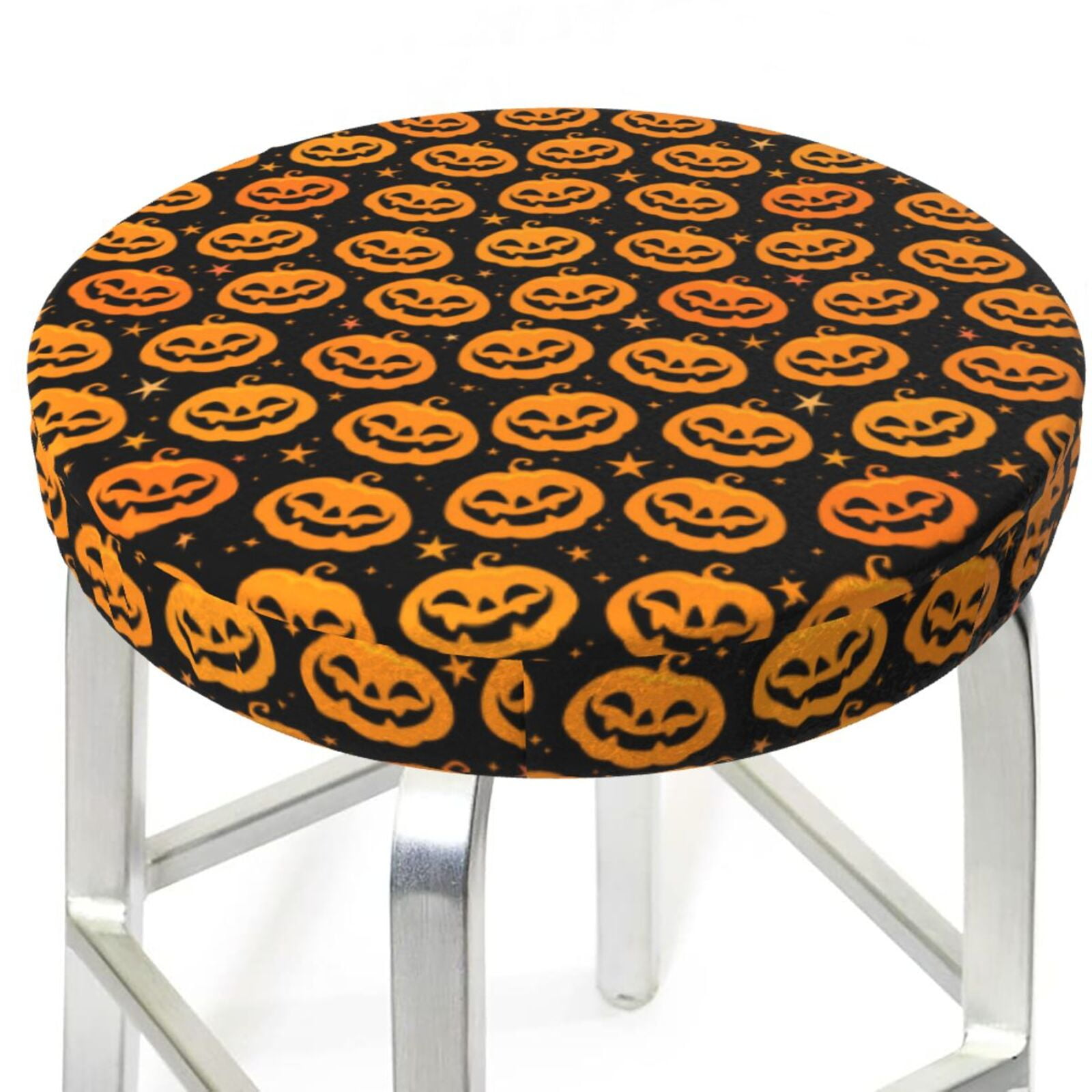 Bar Stool Covers, pumpkin halloween star NonSlip Bar Stool Seat Covers