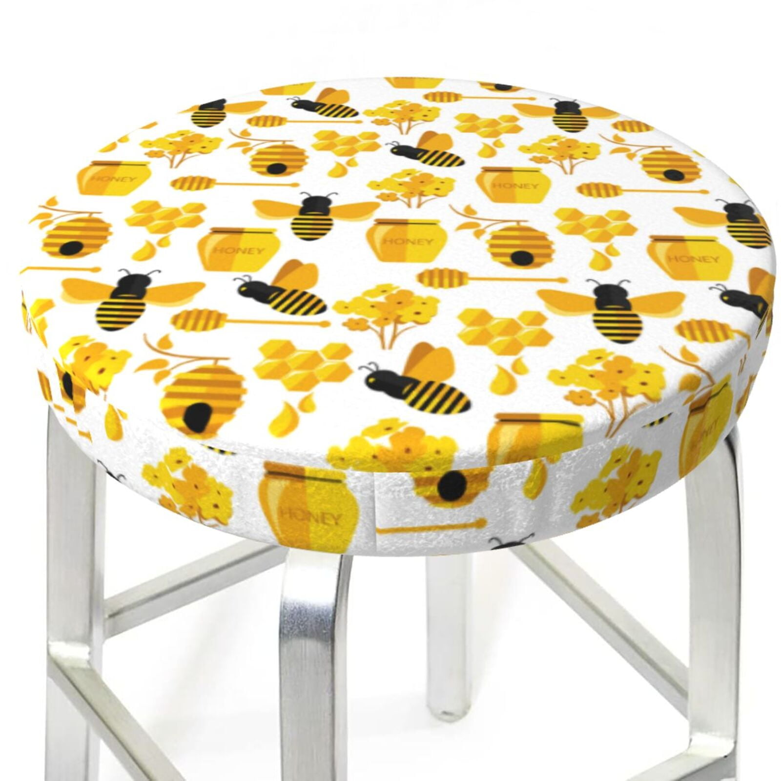 Bar Stool Covers, yellow bee honey cute NonSlip Bar Stool Seat Covers