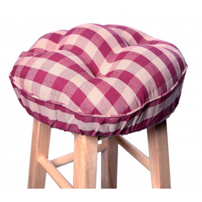 Bar Stool Cushion, Burgundy Check