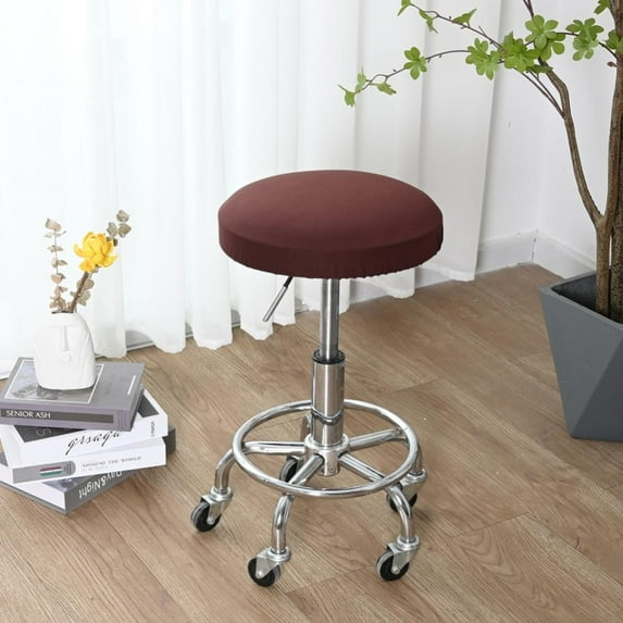 Bar Stool Cushions, Super Breathable Round Bar Stool Covers Seat Cushion Round with Elastic, 15", 1 PC, Coffee