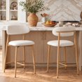 thumbnail image 1 of Bar Stools with Back Sets of 2, LEGAHOME 26"Counter Height Bar Stool, Modern Farmhouse Upholstered Bar Stool Chairs Set of 2 with Curved Back & Wood-Grain Metal Legs for 34"-39" Kitchen Island, 1 of 7