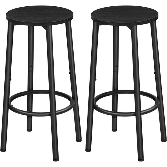 Bar Stool Set, Counter Height Stools with Footrest, Sturdy Steel Frame, for Dining Room, Kitchen Island, Party, Easy Assembly, Black BK03BY01N1