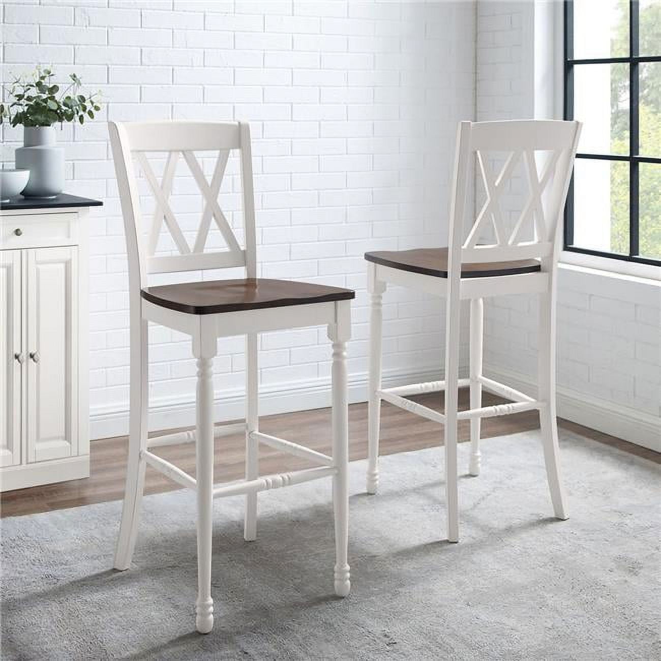 Shelby 47.5" White Wood Double X Bar Stool Set