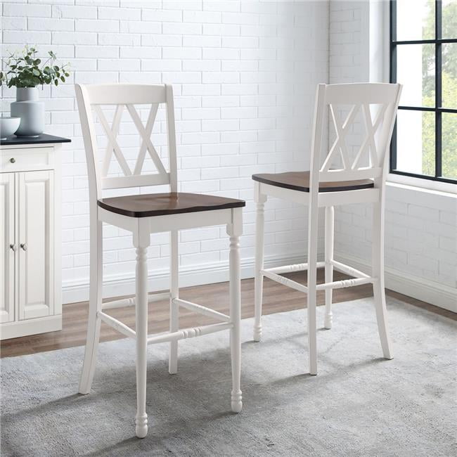 Shelby 47.5" White Wood Double X Bar Stool Set