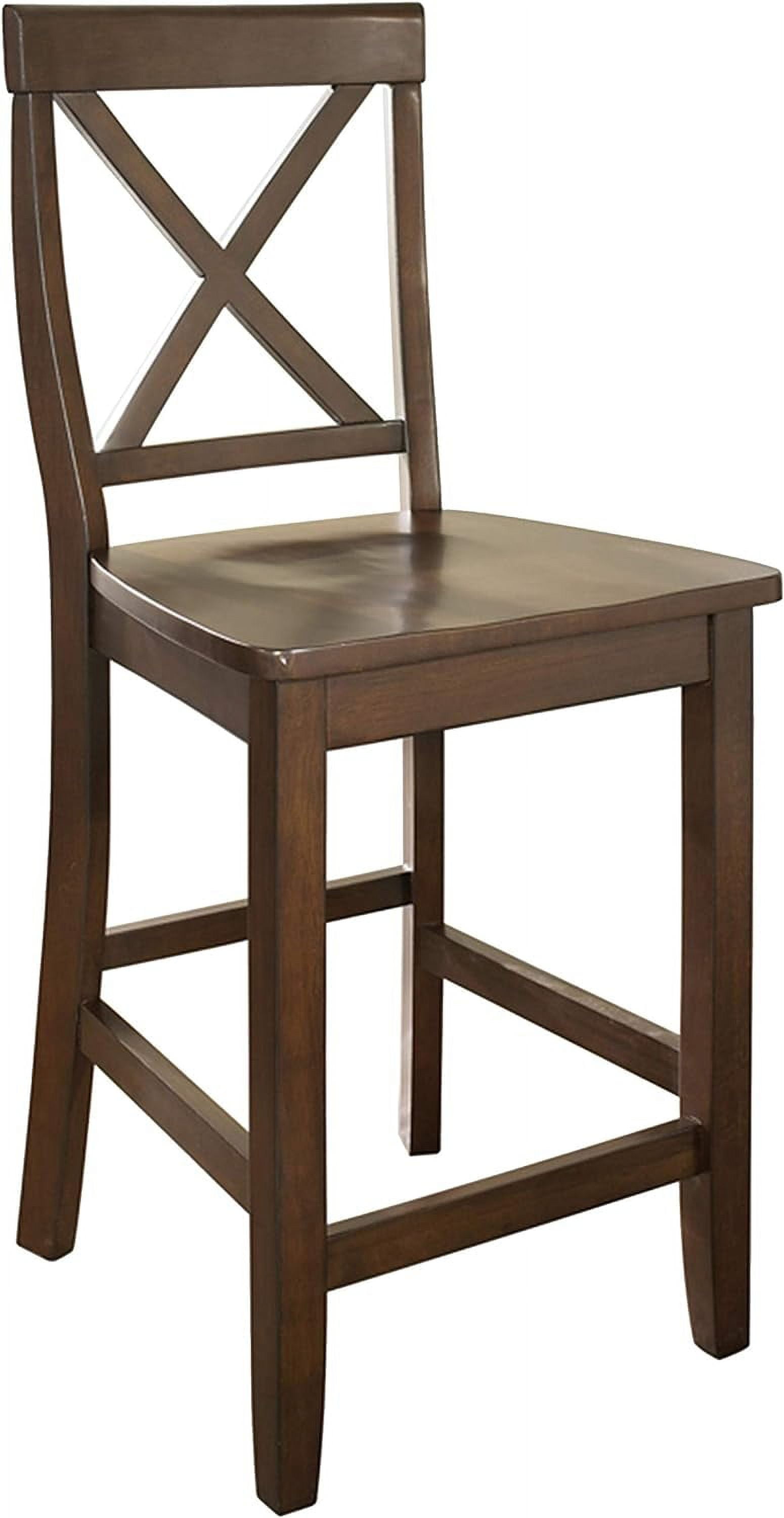 Vintage Mahogany Hand-Rubbed Hardwood 24" Counter Stool Set