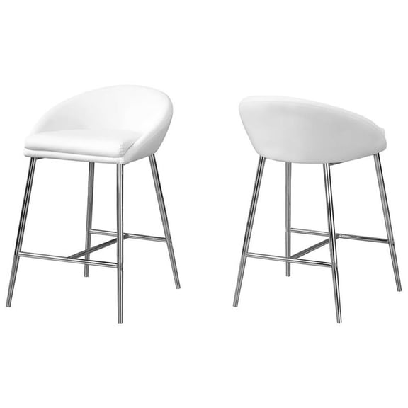 Bar Stool Set Of 2 Counter Height Kitchen Metal White Chrome