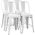 thumbnail image 1 of FDW Industrial Stackable Metal Bar Stools with Back, White (Set of 4), 1 of 7
