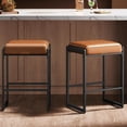 thumbnail image 1 of Bar Stool Set of 2, Counter Height Bar Stools, Mid-Century Modern Counter Stools, Brown, 1 of 5