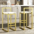 thumbnail image 1 of Bar Stool Set of 2, Modern White Velvet Counter Height Bar Stool with Back & Footrest for Dining Room, Easy Assembly, 1 of 8
