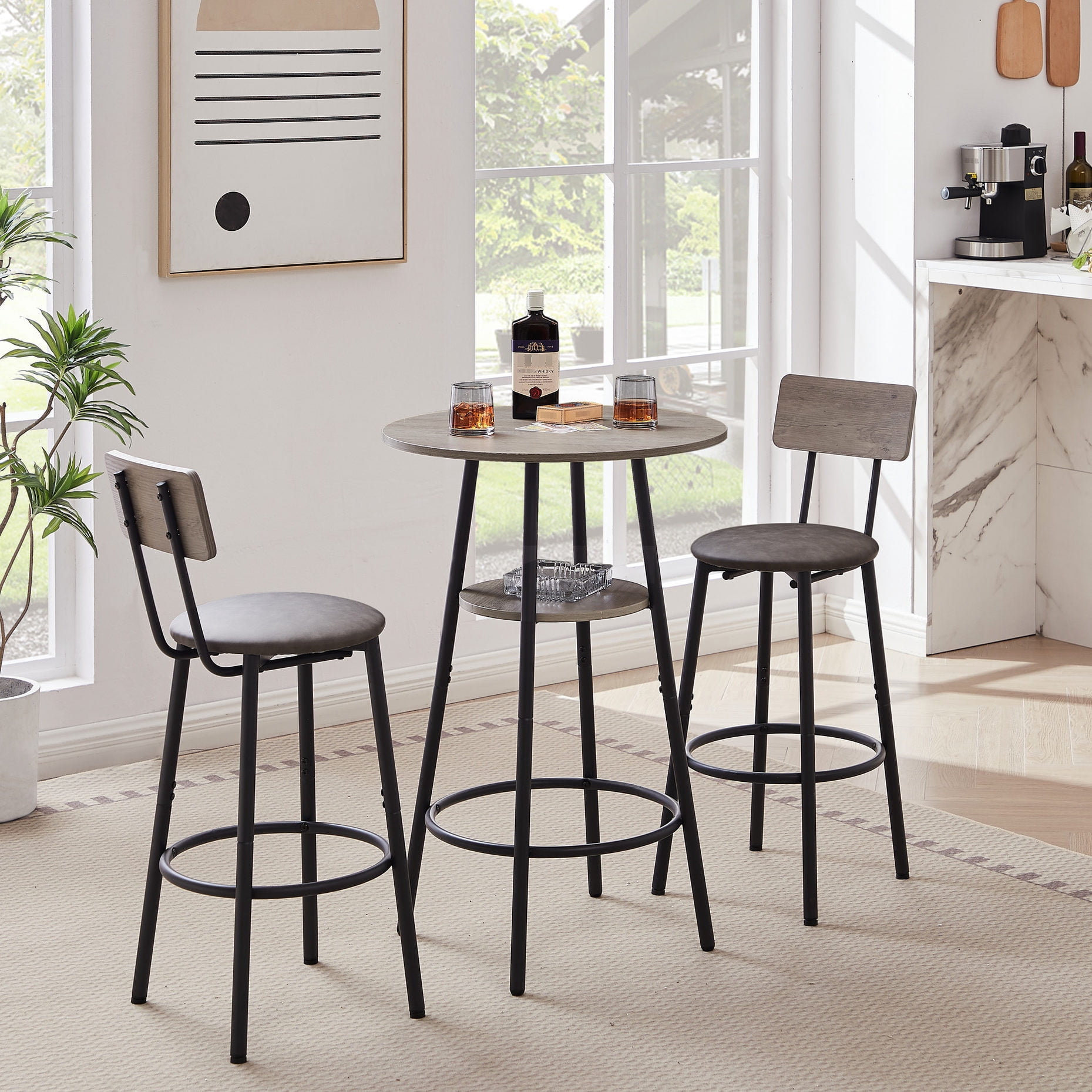 Bar Stool Set with Table | For Relaxing at Home with Drinks | Iron ...