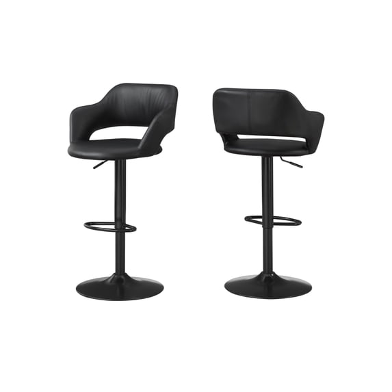 Bar Stool Swivel Bar Height Adjustable Metal Pu Leather Look Black