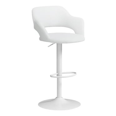 Bar Stool Swivel Bar Height Adjustable Metal Pu Leather Look White