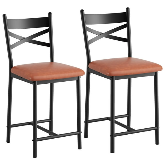Bar Stools -16" Wide Seat Cushion, 4" Thick Foam, X Flat Iron Ergonomic Backrest Sturdy and Easy to Assemble, High Top Chairs with Footrest a Must for The Home Bar!