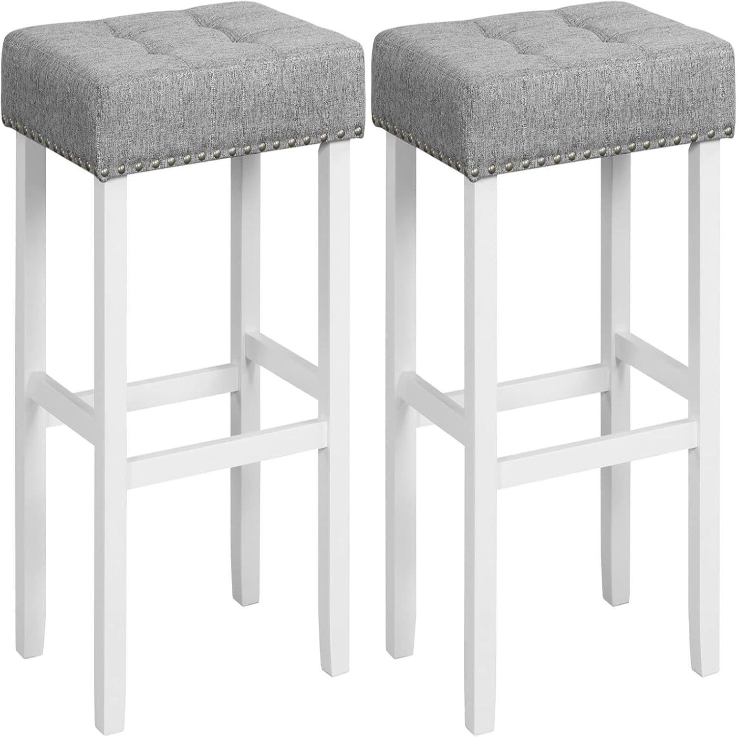 Bar Stools 24.5" Counter Height Backless Barstools with Nailhead Linen