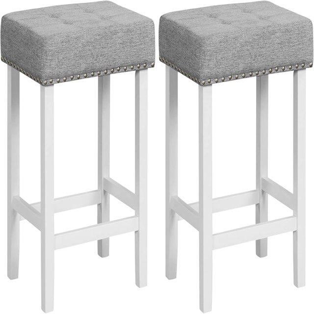 Bar Stools 24.5" Counter Height Backless Barstools with Nailhead Linen