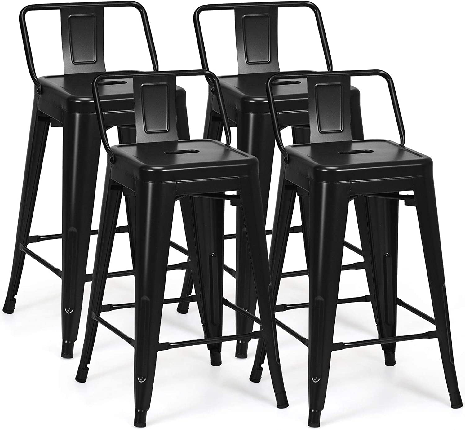 Bar Stools 24\u201D Stackable Metal Stools with Square Seat & Handing