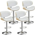 thumbnail image 1 of Bar Stools Adjustable Swivel Barstools Counter Stools with Back Sets of 4, Mid-Century Modern PU Leather Upholstered Counter Height Barstools, Kitchen Island Bar Chairs, Snow White, 1 of 7