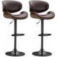 thumbnail image 1 of Bar Stools Adjustable Swivel Barstools Counter Stools with Back Sets of 2, Mid-Century Modern PU Leather Upholstered Counter Height Barstools, Kitchen Island Bar Chairs, Brown, 1 of 9