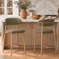 thumbnail image 1 of Bar Stools with Back Sets of 2, LEGAHOME 26"Counter Height Bar Stool, Modern Farmhouse Upholstered Bar Stool Chairs Set of 2 with Curved Back & Wood-Grain Metal Legs for 34"-39" Kitchen Island, Green, 1 of 7