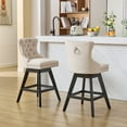 thumbnail image 1 of LegaHome Swivel Bar Stools Set of 2, Counter Height Bar Stool with Back and Button Tufted Decoration, Velvet Upholstered Bar Chair with Solid Wood Legs and Chrome Nailhead Trim, Beige, 1 of 10